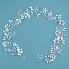 Silver Bridal Headpiece Faux Pearl Crystal Hair Accessories