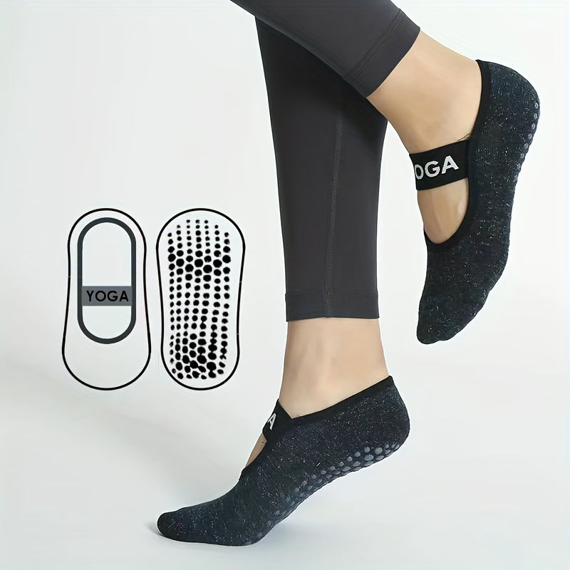 Letter Pattern Backless Yoga Socks with Extra Grips