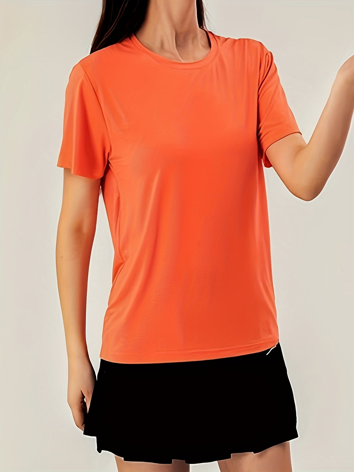 Solid Crew Neck Short Sleeve T shirts Quick Drying Moisture Wicking Breathable