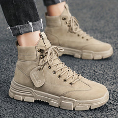 Men's Rugged Construction Service Boots Casual Lace up Walking Shoes
