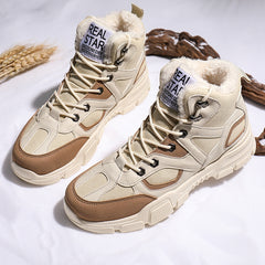 Men's Warm Fleece Lace-up Soft Sole Sneakers