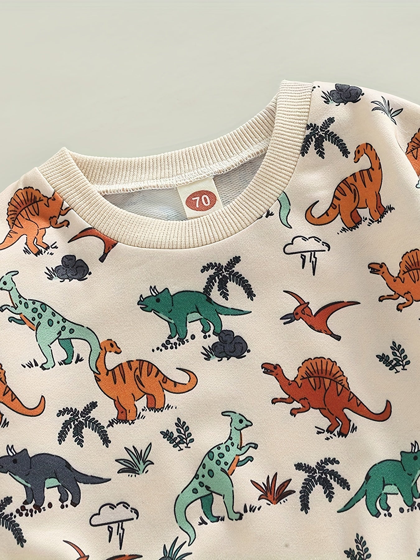 Baby Boys Dino Outfit Long Sleeve Top Pants 2pcs Set