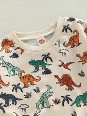 Baby Boys Dino Outfit Long Sleeve Top Pants 2pcs Set
