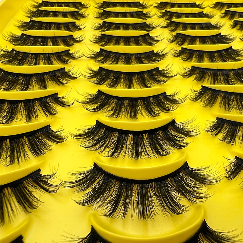 20 Pairs of Fluffy Mink Curlers False Eyelashes for Long Thick Lashes
