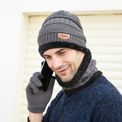 Winter Warm Hats & Scarf Set Pompom Cap Windproof Beanie