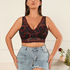 Floral Lace Plus Size Bra Wide Straps Full Cover Bralette