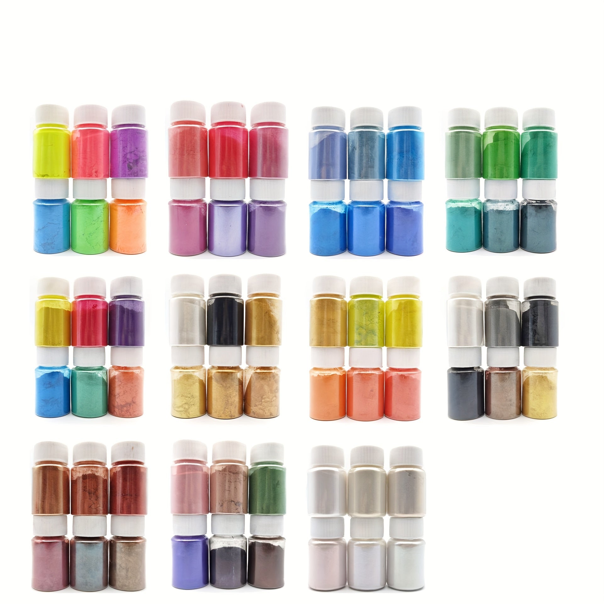 6-Color Faux Pearl Powder Flash Pigment Kit 10g Bottle for DIY Crafts