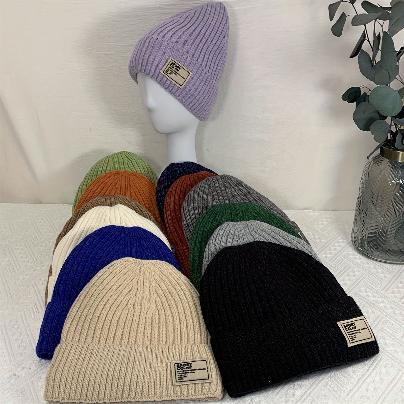 Winter Knitted Hat Velvet Lining Thickened Ear Protection Beanie Cap