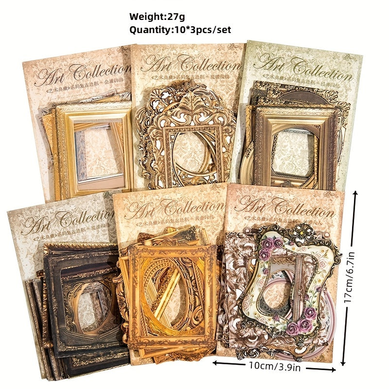 30pcs Retro Court Style Hand Account Book Collage Card DIY Decoration Set