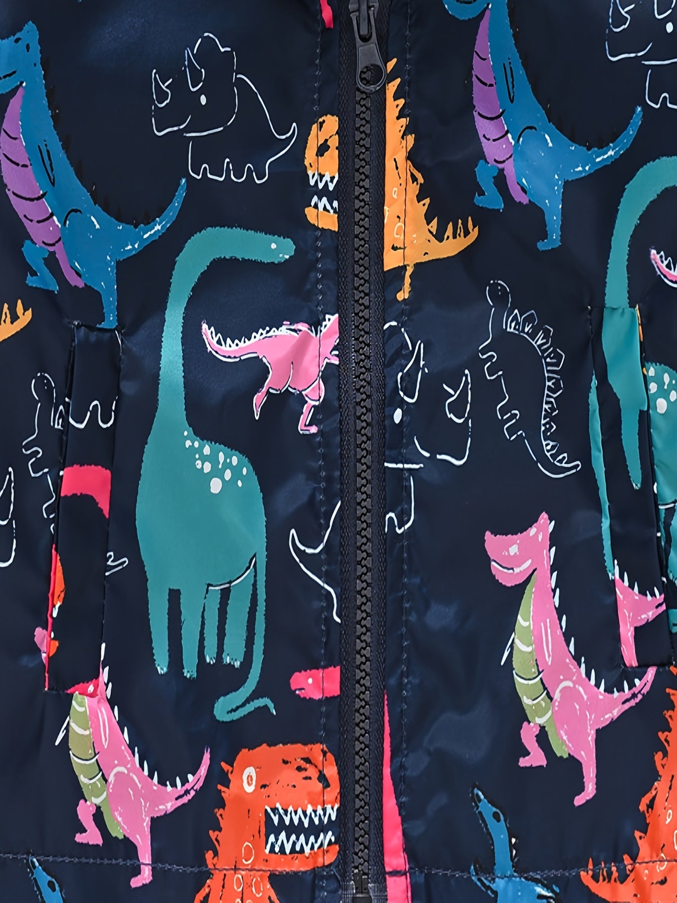 Dinosaur Print Zipper Hooded Jacket for Boys & Girls