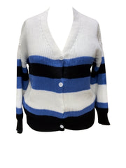 Women's Striped Button Up Sweater Cardigan