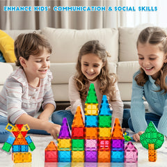 95pcs Magnetic Tiles Building Blocks 3D Playboards 2 Cars Toy