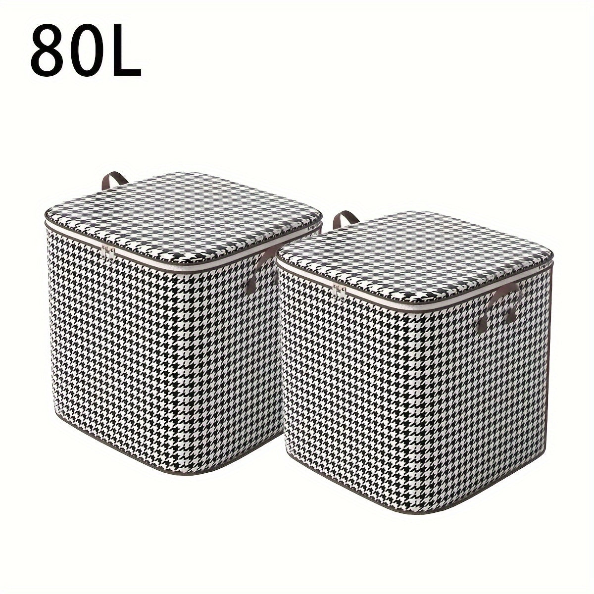 2pcs Houndstooth Storage Basket Large Zipper Box for Cloth
