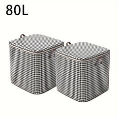 2pcs Houndstooth Storage Basket Large Zipper Box for Cloth