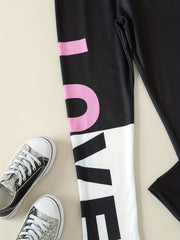 Girls Printed Sports Leggings High Waist Yoga Pants