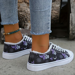 Women's Skull Print Canvas Shoes Low Top Halloween Shoes