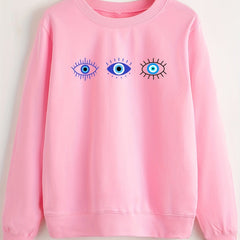 Evil Eye Print Pullover Sweatshirt for Women