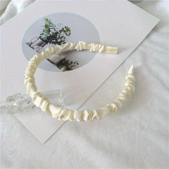 Satin Pleated Headband Decorative Hair Accessories Holiday Gift For Girls