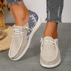 Women's Geometric Pattern Sneakers Casual Lace Up Outdoor Shoes