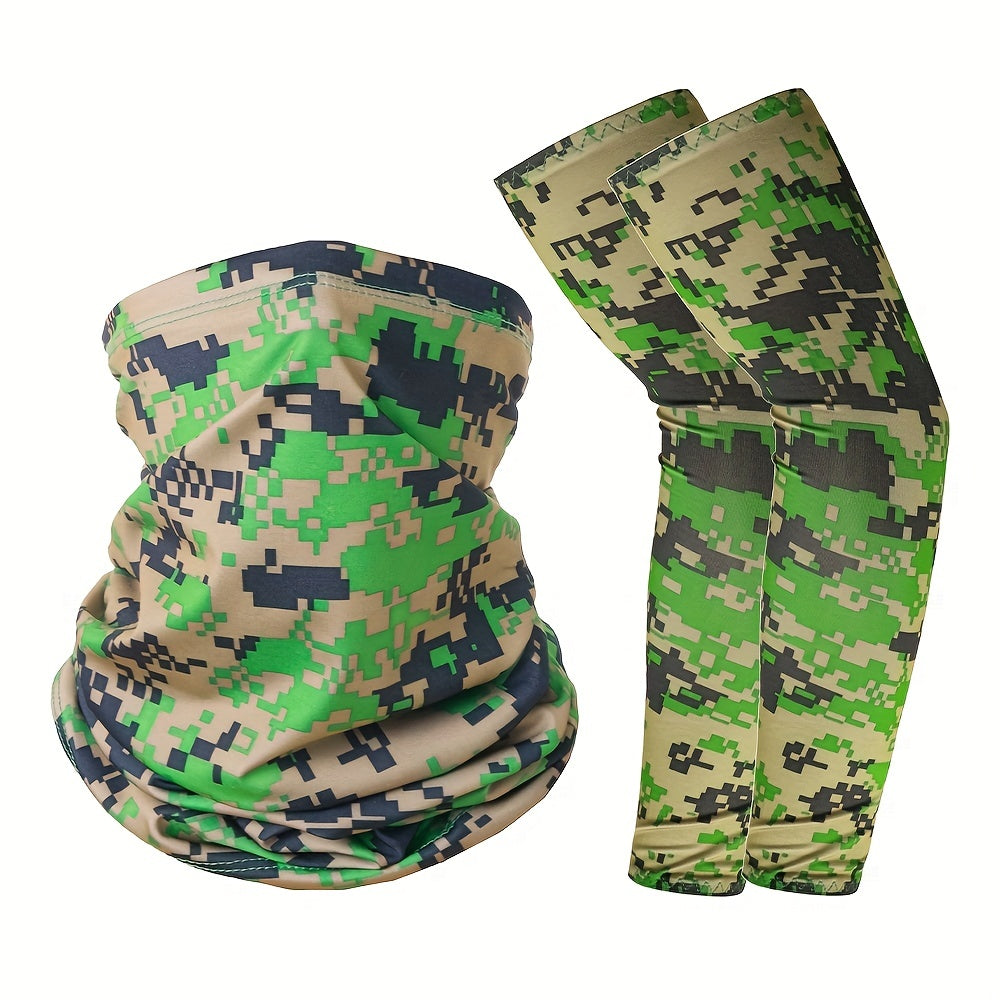 2pcs Outdoor Sunscreen Neck Gaiter Riding Mask And Sunshade Sleeve Set