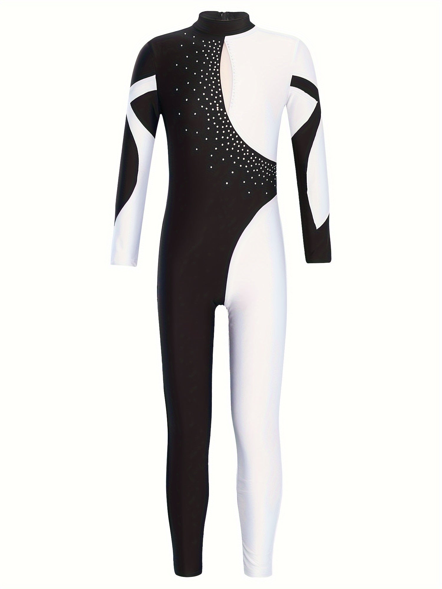 Girls Colorblock Gymnastics Leotard Jumpsuit Romper