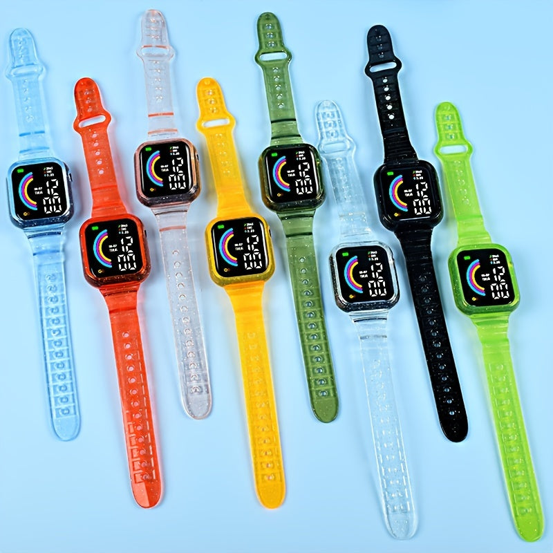 Large Screen Rainbow LED Square Electronic Watch For Students