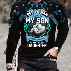 ''MY SON'' Fists Print Men's Long Sleeve Novelty T shirt Stylish Tees For Autumn