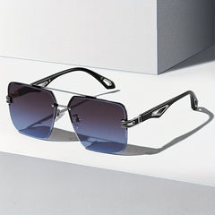 Men's Rimless Sunglasses Vintage Square Frame With Glasses Box