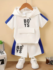 Boys Casual Outfit Hooded T shirt & Shorts Kids Summer Clothes Sets