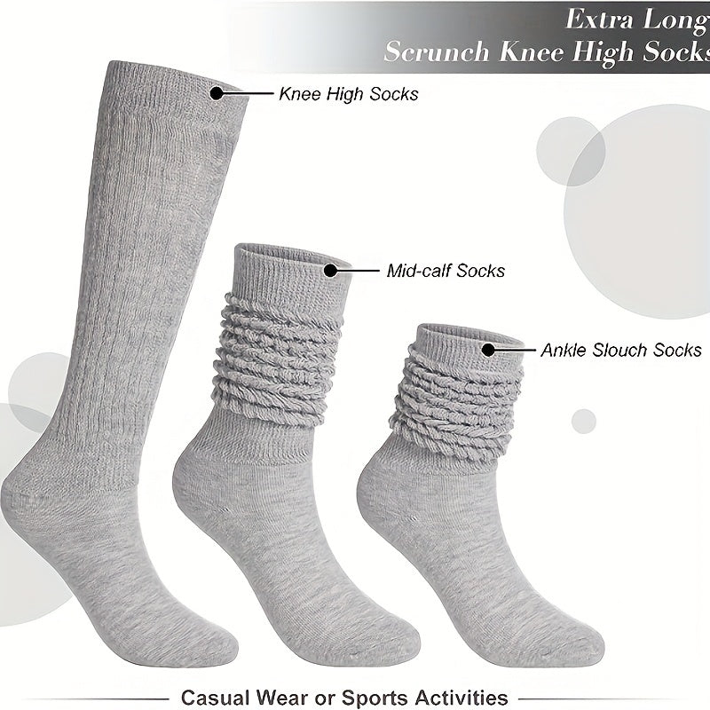 3 Pairs Slouch Socks Women Men Knee High Scrunch Winter Socks