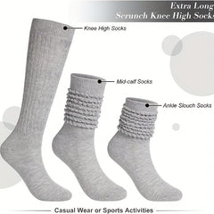 3 Pairs Slouch Socks Women Men Knee High Scrunch Winter Socks