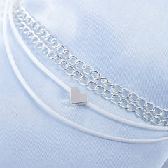 Boho Layered Love Heart Shape Beads Anklet Bracelet