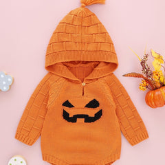 Baby Knitted Triangle Bodysuit Long Sleeve Hooded Onesie Coat Halloween Cosplay