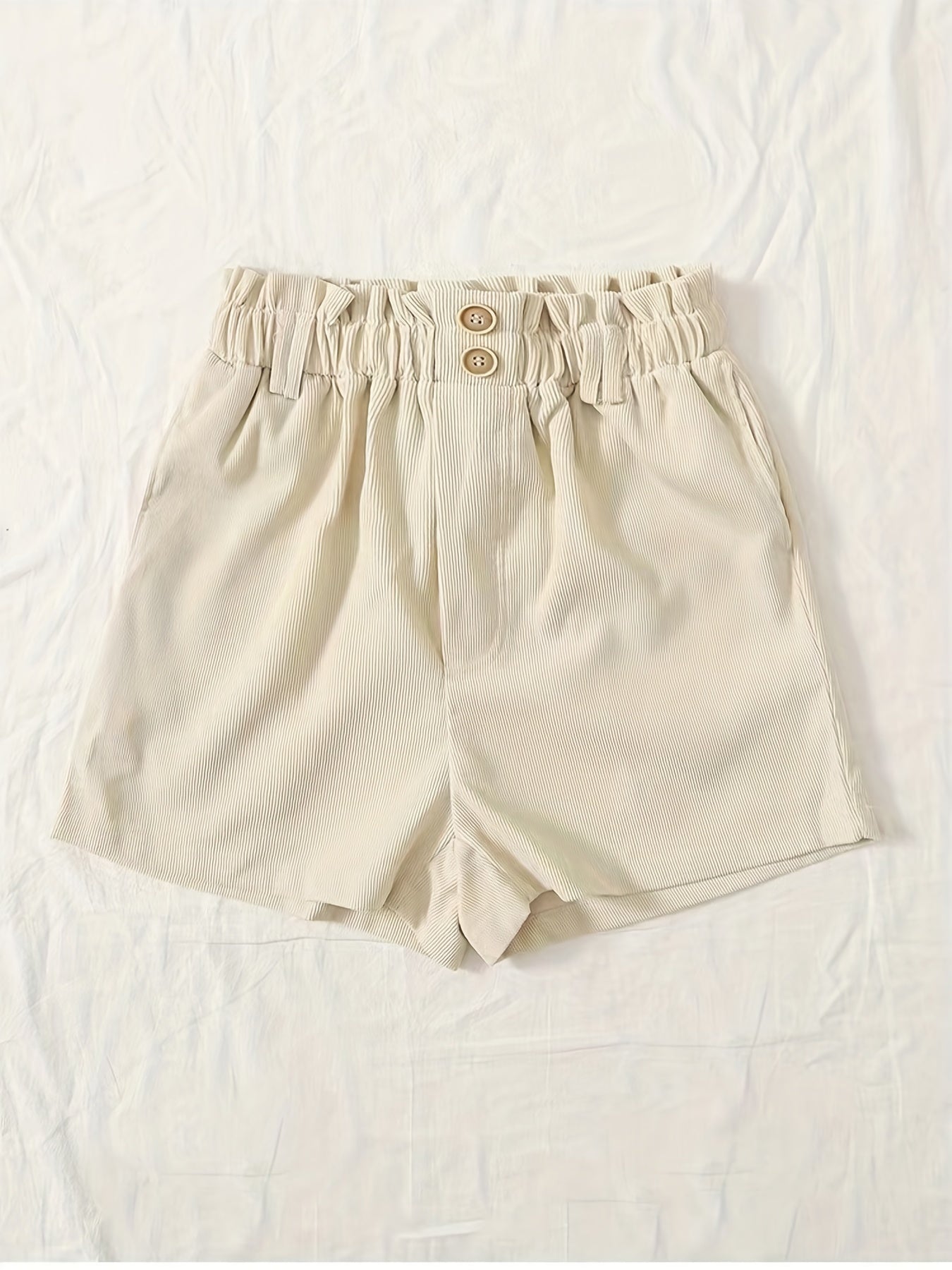 Solid Color Elastic Waist Shorts for Women
