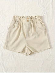 Solid Color Elastic Waist Shorts for Women