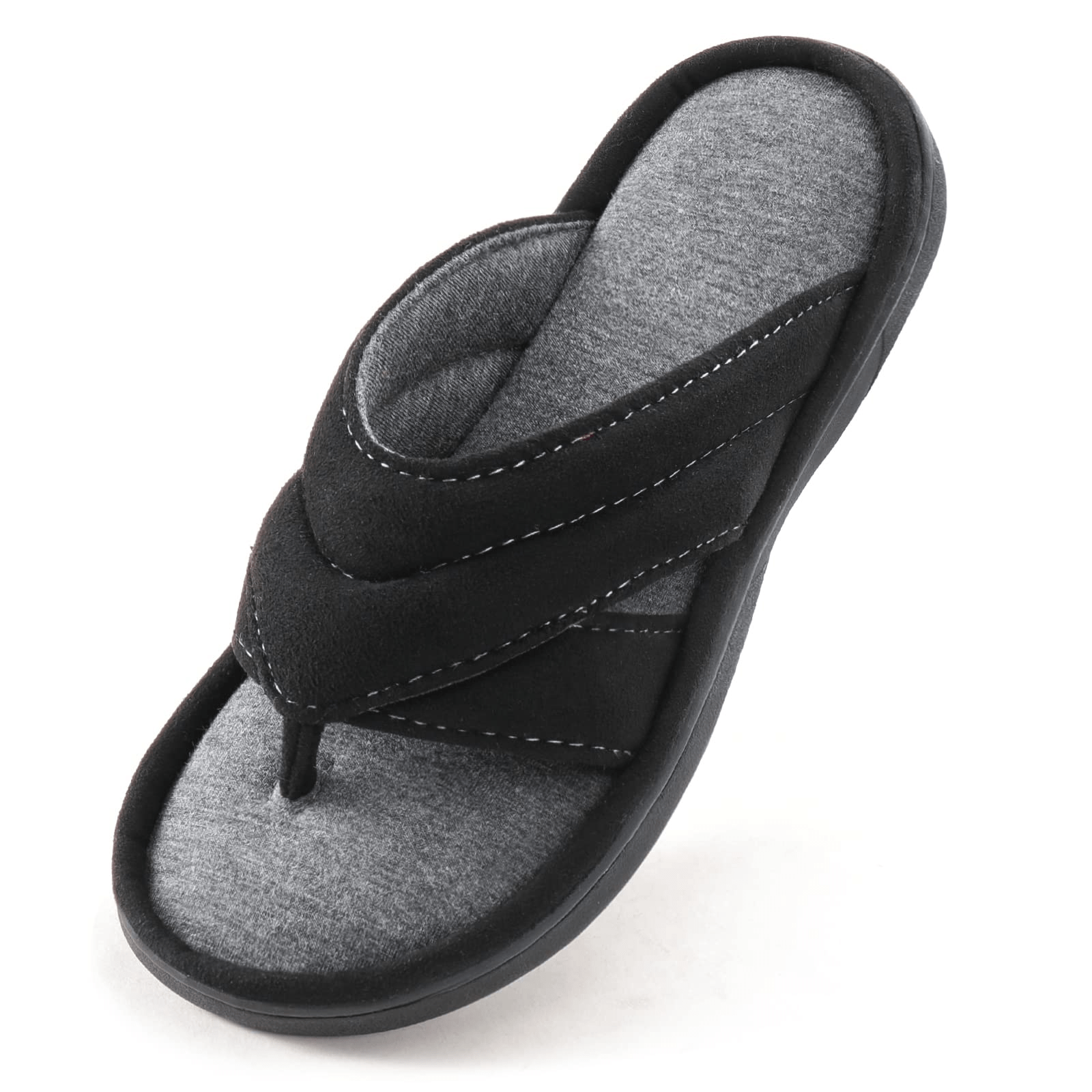 Women's Stripe Flat Flip Flops Open Toe Slippers Memory Foam Non-slip Shoes