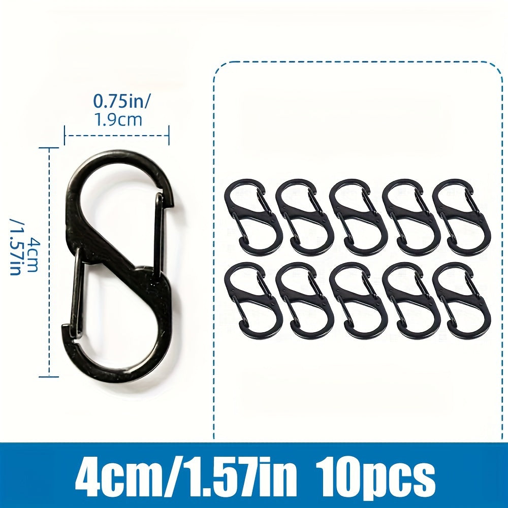 10pcs Stainless Steel S Type Carabiner Backpack Hanging Buckle Keychain