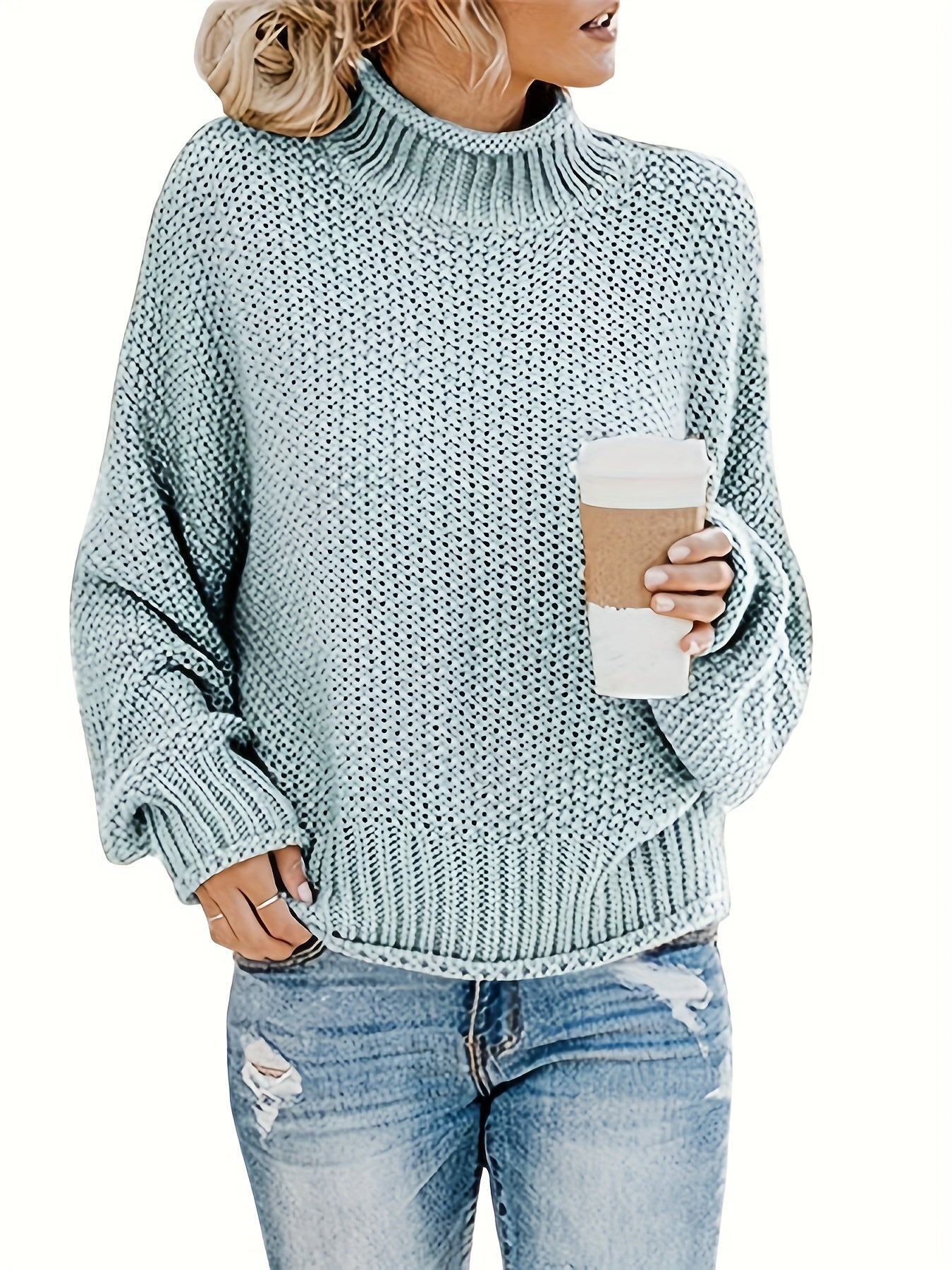 Casual Sweater Women's Turtleneck Knitted Jumper