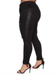 Ripped High Rise Fringe Skinny Jeans