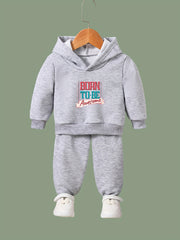 2pcs Girls Hoodies Jogger Pants Set Born To Be Awesome Print Outfits