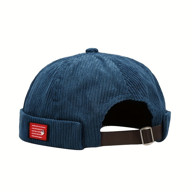 Retro Nylon Brimless Hats Solid Striped Beanie Cap