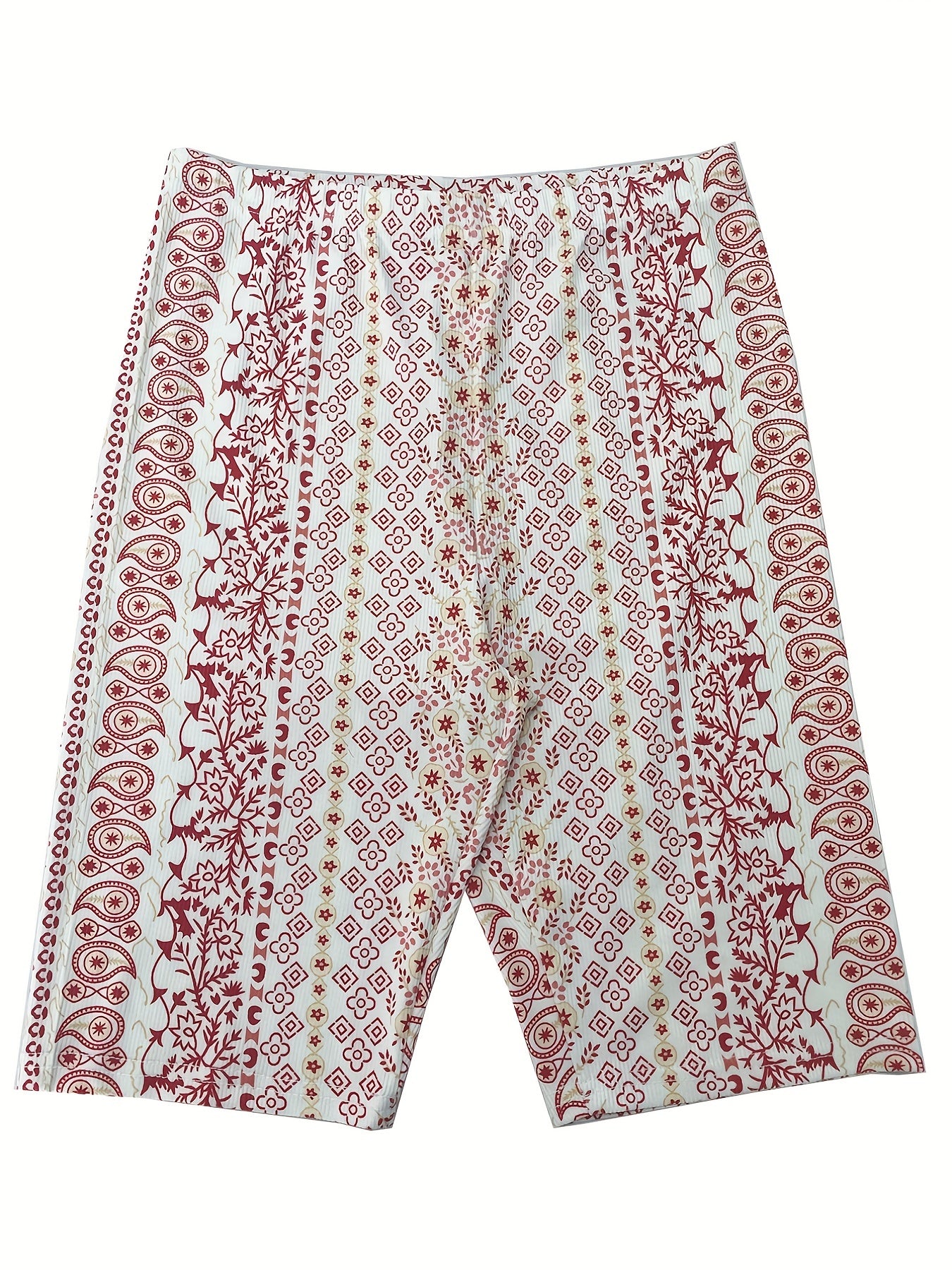 Paisley Print Wide Leg Shorts Elastic Waist Casual Women's Clothing