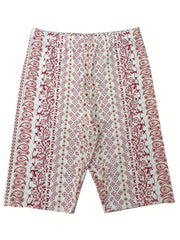 Paisley Print Wide Leg Shorts Elastic Waist Casual Women's Clothing