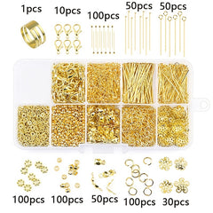 DIY Earring Accessories Kit Golden & Silver Jewelry Beads Pliers Set 5g
