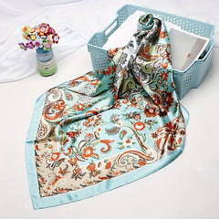 Boho Paisley Print Square Scarf Vintage Satin Bandana Neckerchief