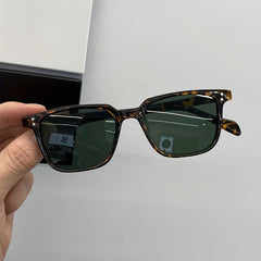 Vintage Leopard Green Square Sunglasses Men Driving Sunshade Glasses
