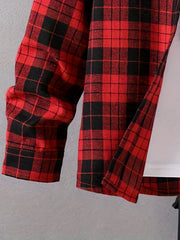 Red Plaid Graphic Boys Top Long Sleeve Lap
