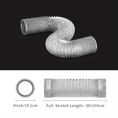 10-16cm Dryer Vent Hose Flexible Foil Non-Insulated, 8 Feet with 2 Clips