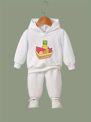 OERYUI Kids Cartoon Fruit Print Hooded Pullover Pants Set