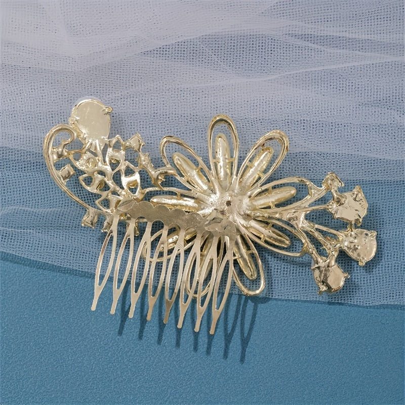 Girls Rhinestone Hairpin Crystal Flower Faux Pearl Hairpin